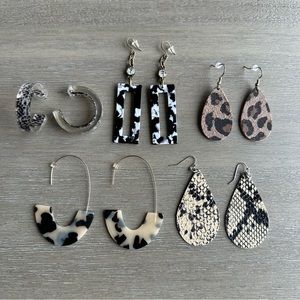 5 Pairs of High Quality Animal Print Earrings